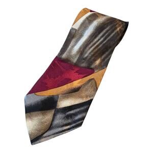 Enigma Mens Necktie Abstract Geometric Patten Hand Made 57" x 3.5"